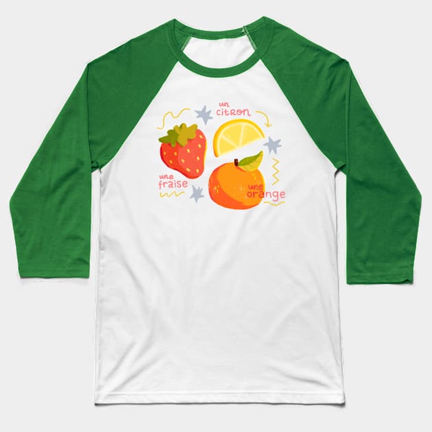 Des Fruits Baseball T-Shirt by maiadrawss